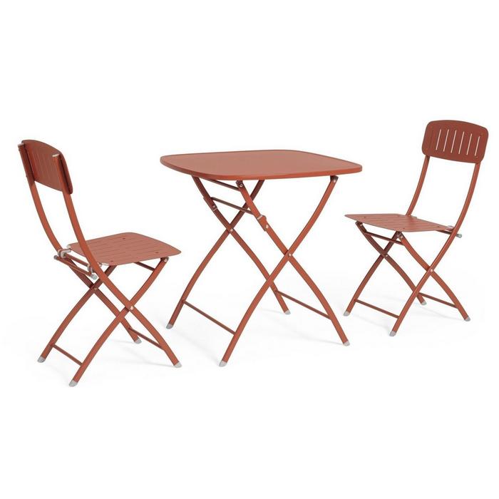 Set da giardino bistrot pieghevole con 2 sedie e tavolino in acciaio - Yvonne