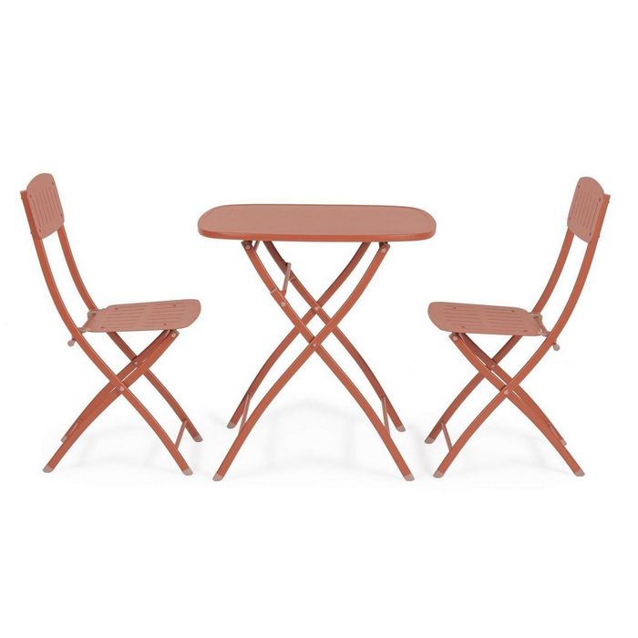 Set da giardino bistrot pieghevole con 2 sedie e tavolino in acciaio - Yvonne