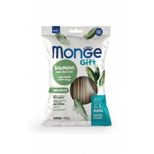 Monge Gift Mini Dog Salmone con Salvia dental Sticks 120g - MONGE - 34488441405656
