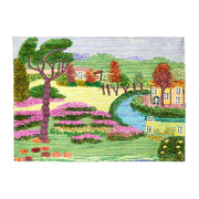 Arazzo decorativo in juta con paesaggio di campagna con fiori 60x90 cm
