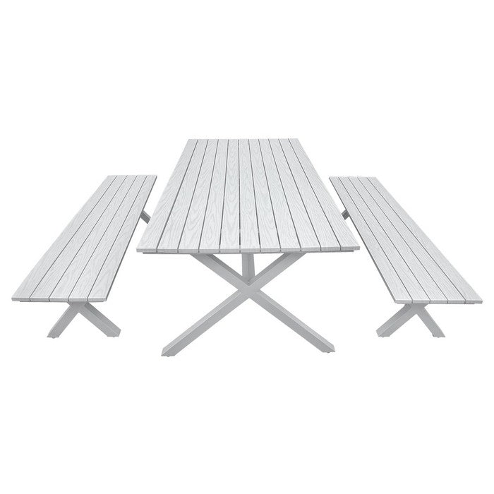 Tavolo pic-nic da giardino con panche in alluminio bianco - Eros - BEST - 34318777975000