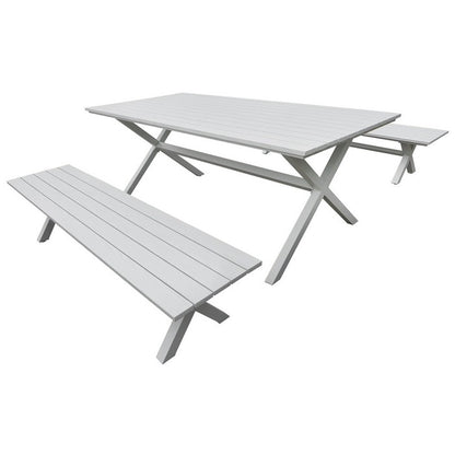 Tavolo da giardino con panche in alluminio - Eros