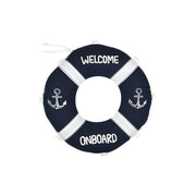 Cuscino tondo in cotone con ancore e scritta welcome 50 cm - Escale Boue