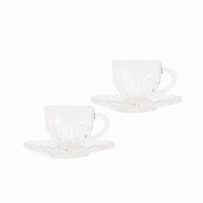 Set 6 tazzine caffè con piatto trasparenti in vetro - Stella - MERCURY - 63762035900794