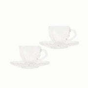 Set 6 tazzine caffè con piatto trasparenti in vetro - Stella