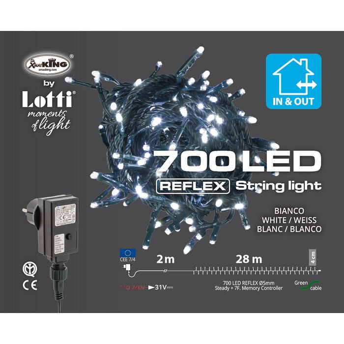 Catena lineare di 700 luci a LED per decorazione natalizia
