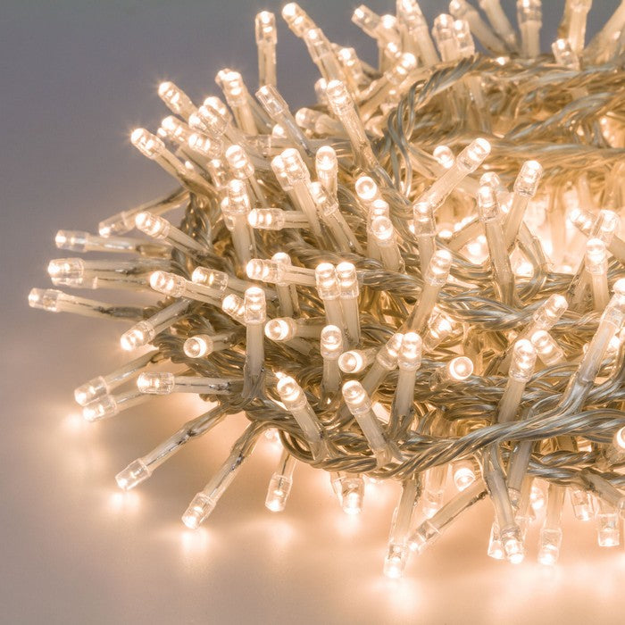 Catena lineare a nastro con 720 luci a LED per decorazione natalizia filo bianco