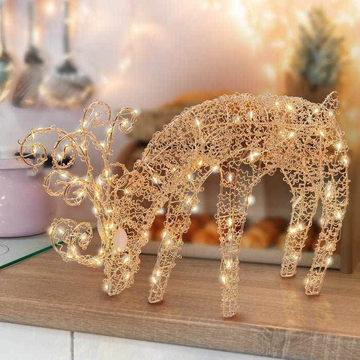 Renna che bruca luminosa natalizia decorativa con micro LED
