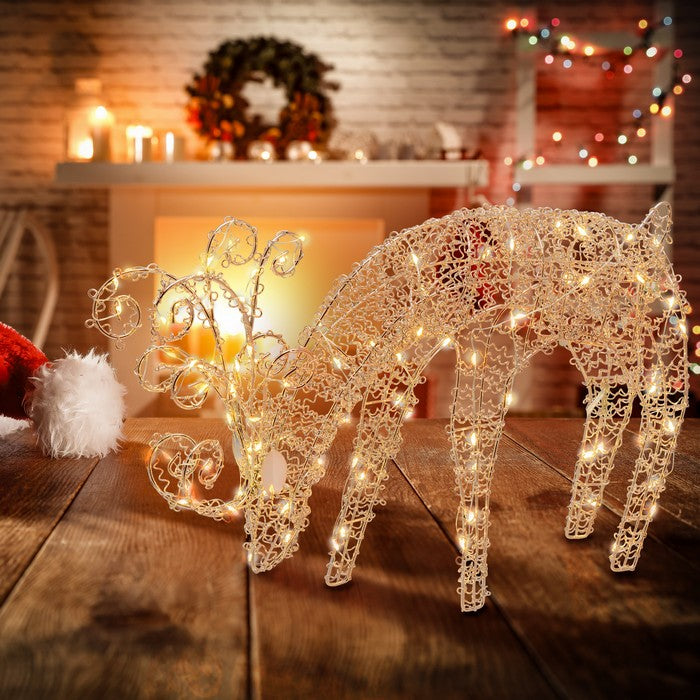 Renna che bruca luminosa natalizia decorativa con micro LED