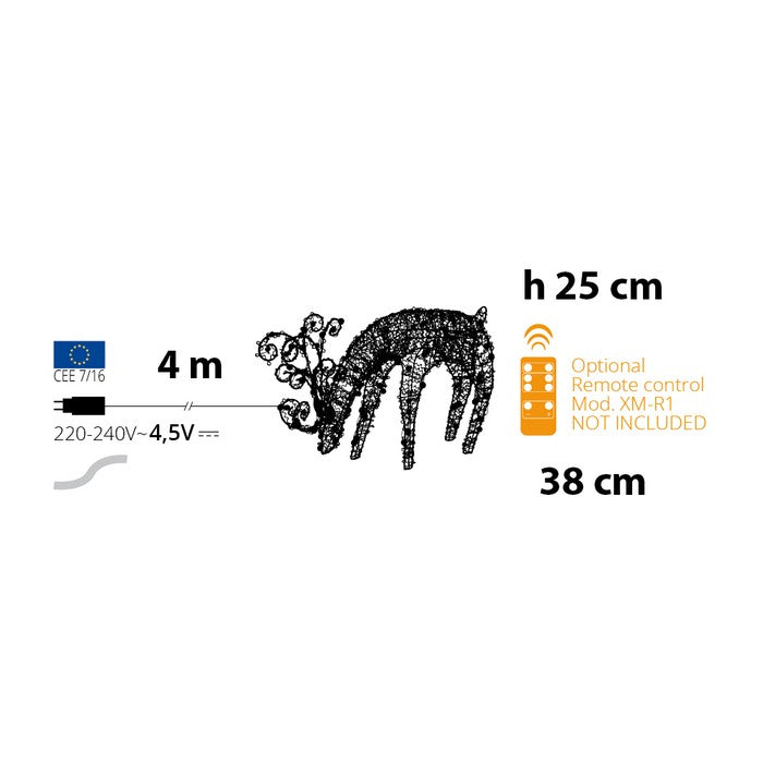 Renna che bruca luminosa natalizia decorativa con micro LED