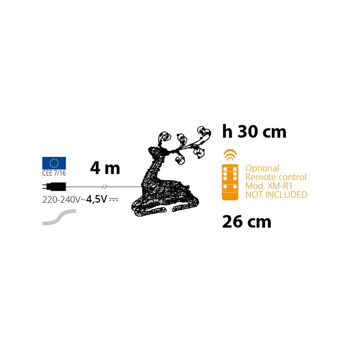 Renna sdraiata luminosa natalizia decorativa con micro LED