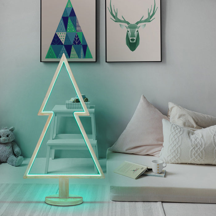Albero di natale con LED RGB in legno