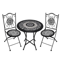 Set tavolo con sedie pieghevoli in metallo con mosaico - Stromboli