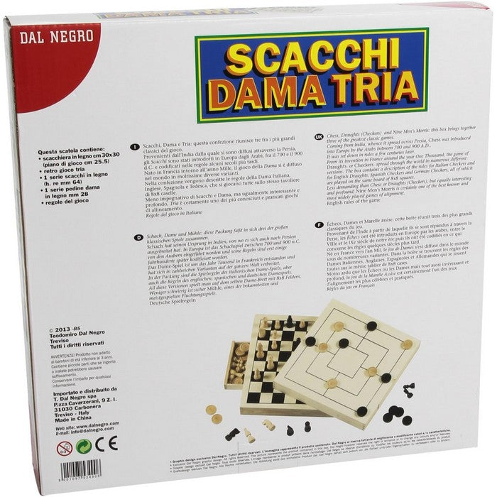 Scacchi Dama Tria in legno