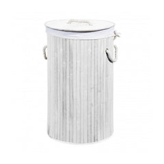 Cesto portabiancheria tondo in bambù con coperchio