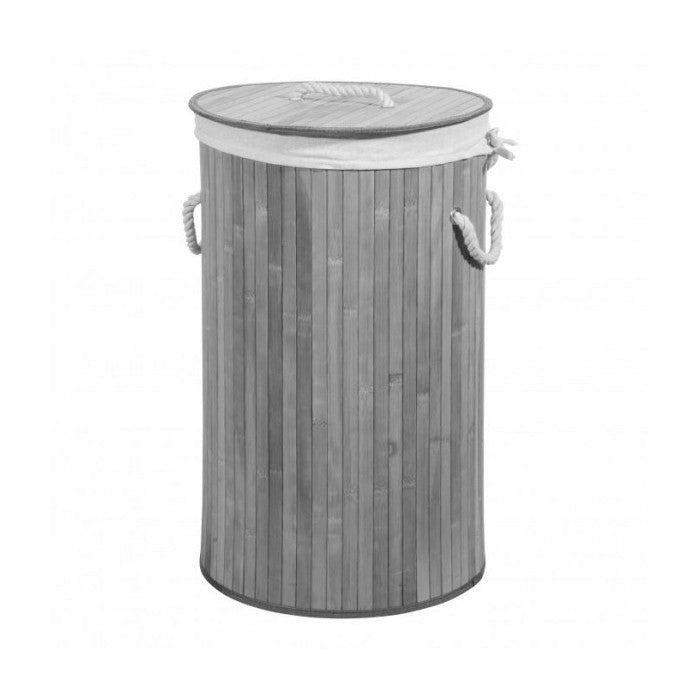 Cesto portabiancheria tondo in bambù con coperchio