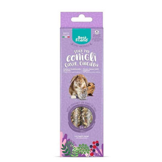 Stick snack naturali per conigli, cavie e cincillà con ribes e erba 115 g - Best Friend - RECORD - 64406364848506