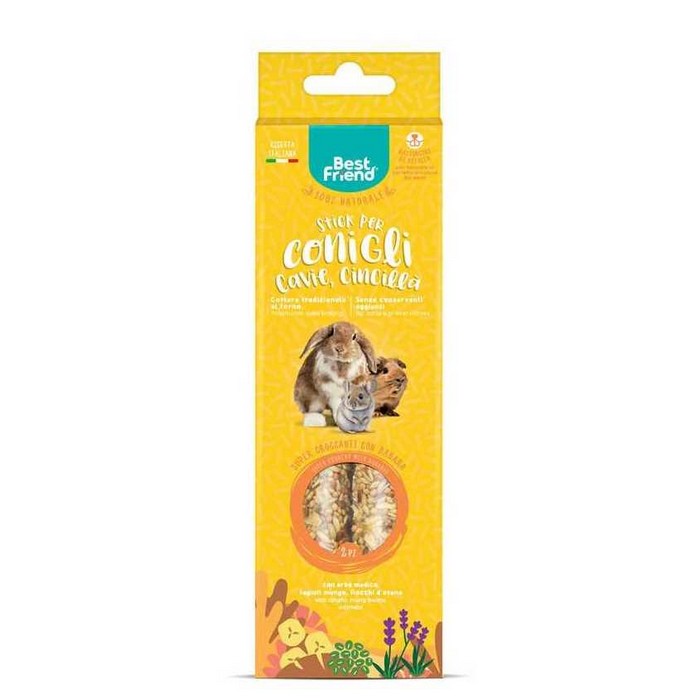Stick snack naturali per conigli, cavie e cincillà con banana e erba medica 115 g - Best Friend