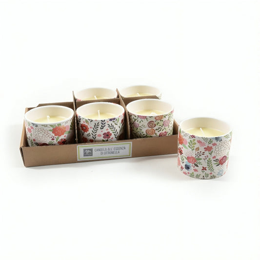 Candela citronella con vasetto in ceramica decorata - MERCURY - 