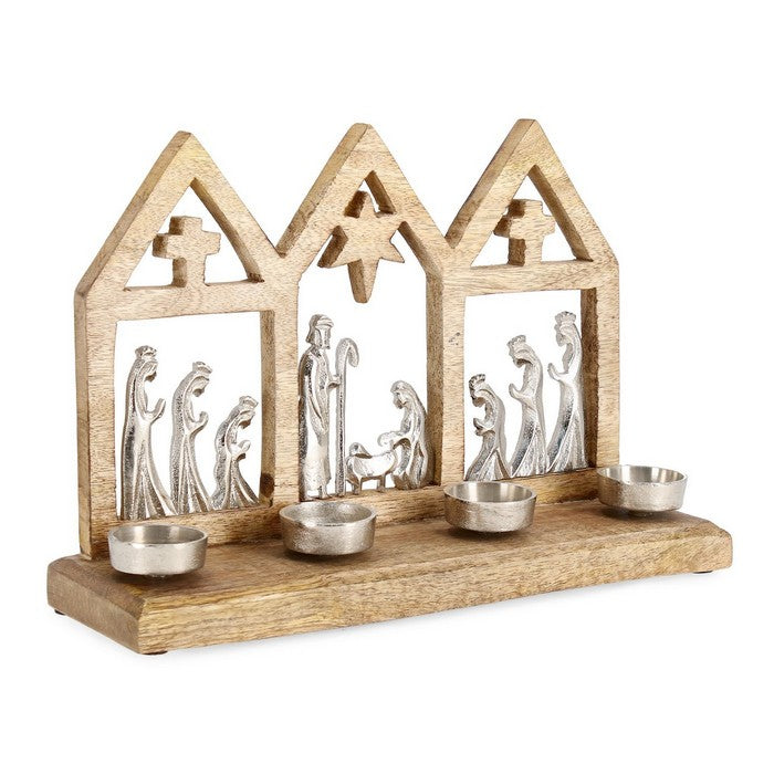 Porta candela 4 posti natalizio con natività - Chameli