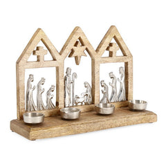 Porta candela 4 posti natalizio con natività - Chameli