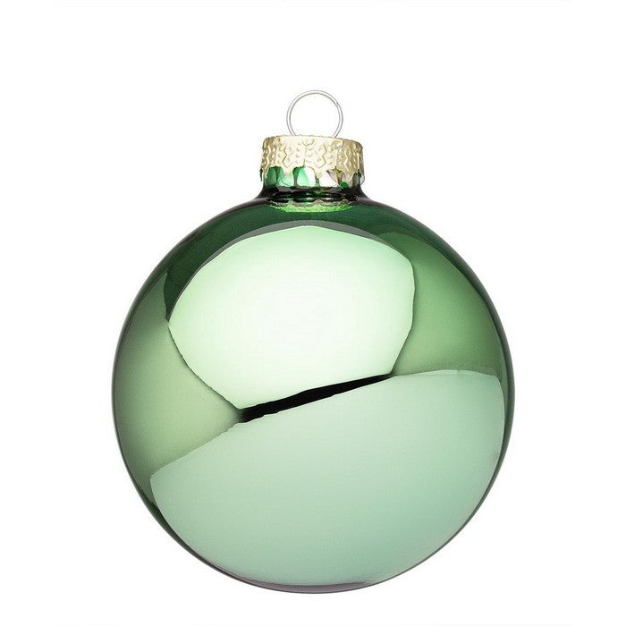 Palla di Natale in vetro verde caraibi lucido