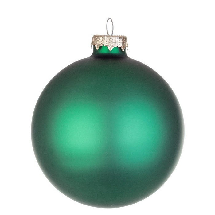 Palla di Natale in vetro verde smeraldo opaco