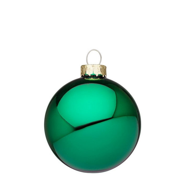 Palla di Natale in vetro verde smeraldo lucido