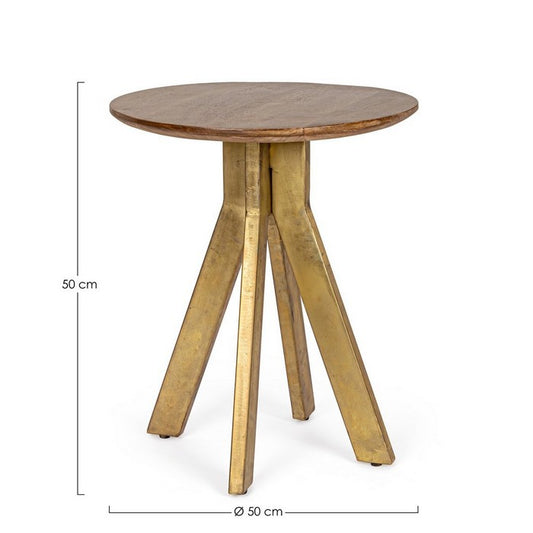 Tavolino tondo in legno e acciaio dorato - Sherman - BIZZOTTO - 35959597695192