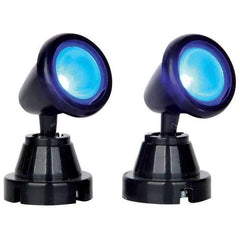 Set 2 faretti rotondi blu per villaggio natalizio
