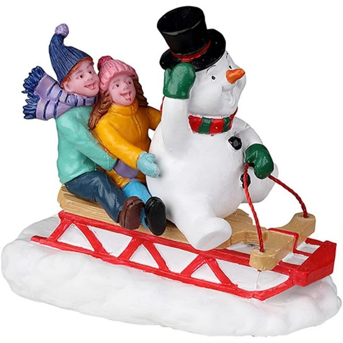 Scena con slittino Frosty per villaggio natalizio