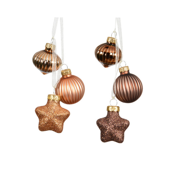 Tris di decorazioni natalizie in vetro da appendere