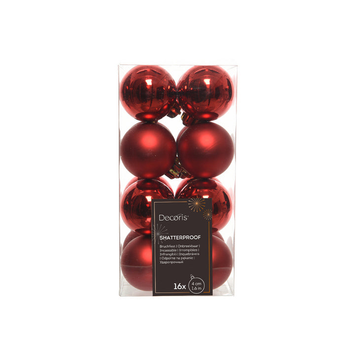 Set 16 palline di Natale in plastica 4 cm