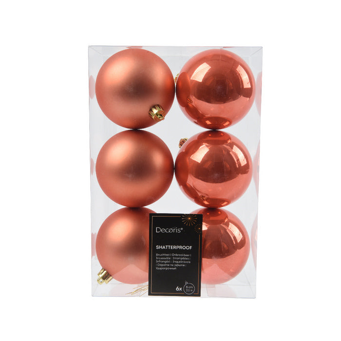 Set 6 palline di Natale in plastica 8 cm