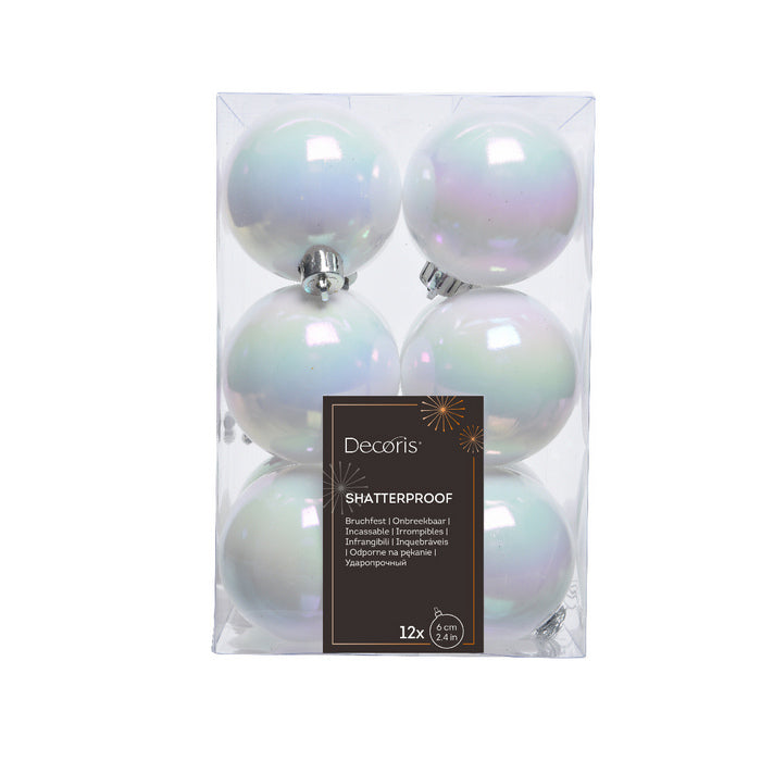 Set 12 palline di Natale in plastica 6 cm