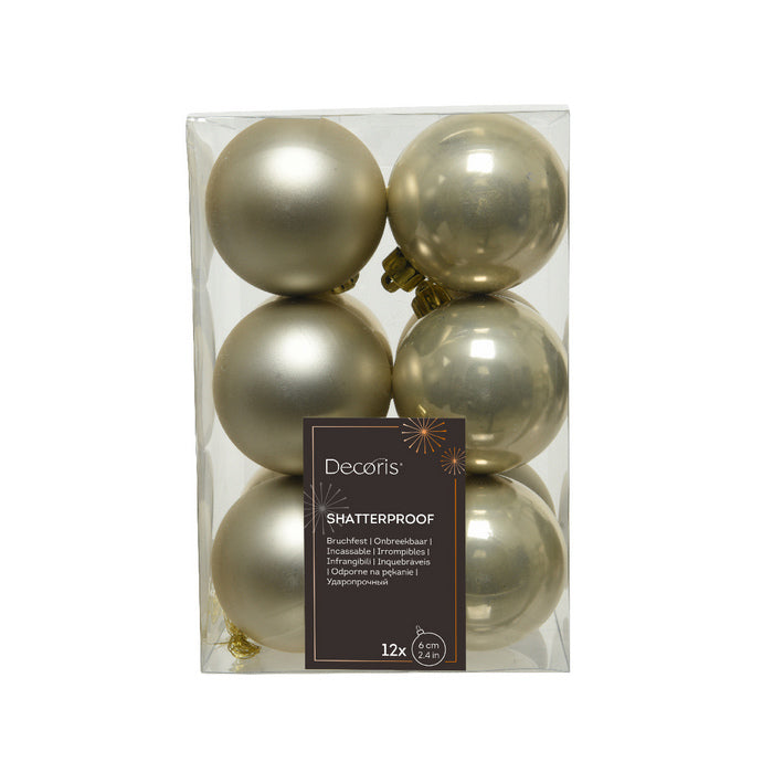Set 12 palline di Natale in plastica 6 cm