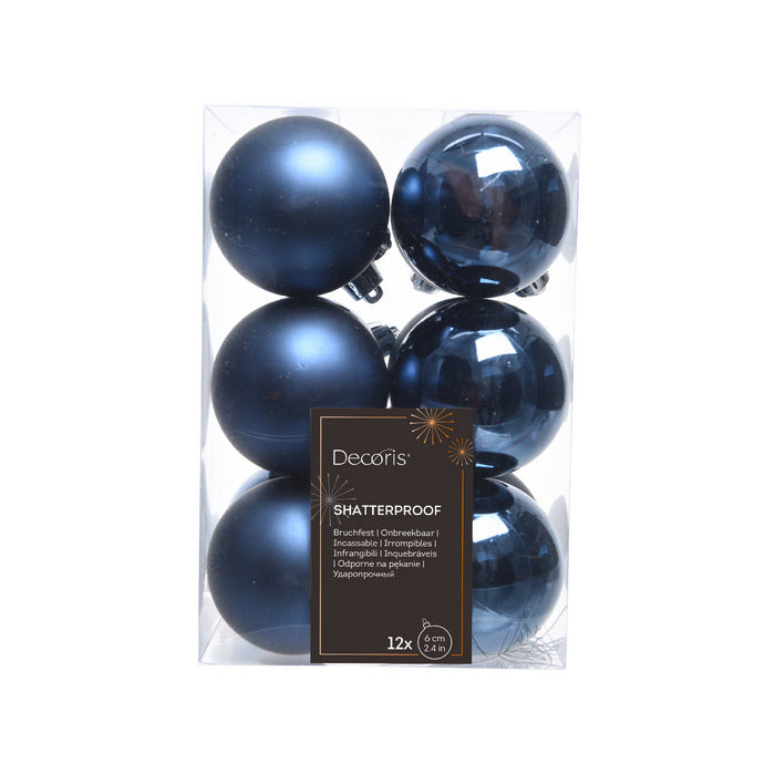 Set 12 palline di Natale in plastica 6 cm