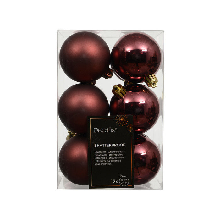 Set 12 palline di Natale in plastica 6 cm