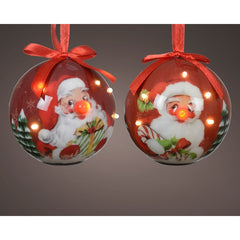 Palla di Natale luminosa con LED lampeggiante con Babbo Natale 8 cm
