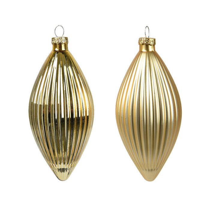 Set 3 pendagli natalizi decorativi in vetro a goccia 13 cm