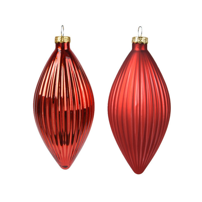 Set 3 pendagli natalizi decorativi in vetro a goccia 13 cm