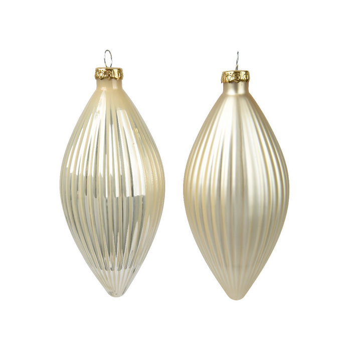 Set 3 pendagli natalizi decorativi in vetro a goccia 13 cm