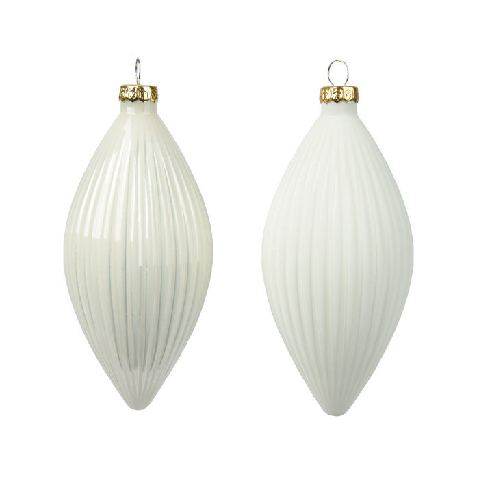 Set 3 pendagli natalizi decorativi in vetro a goccia 13 cm