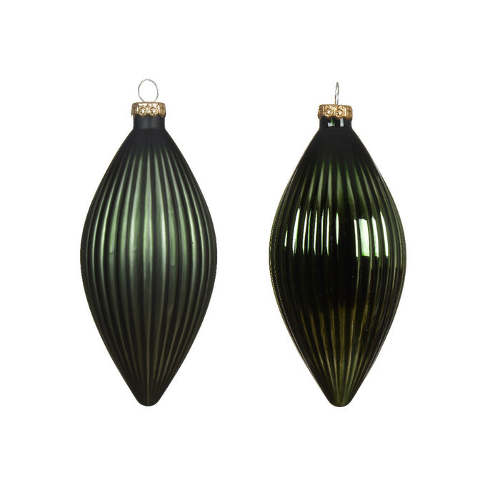 Set 3 pendagli natalizi decorativi in vetro a goccia 13 cm