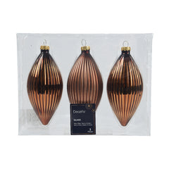 Set 3 pendagli natalizi decorativi in vetro a goccia 13 cm