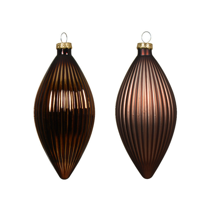 Set 3 pendagli natalizi decorativi in vetro a goccia 13 cm