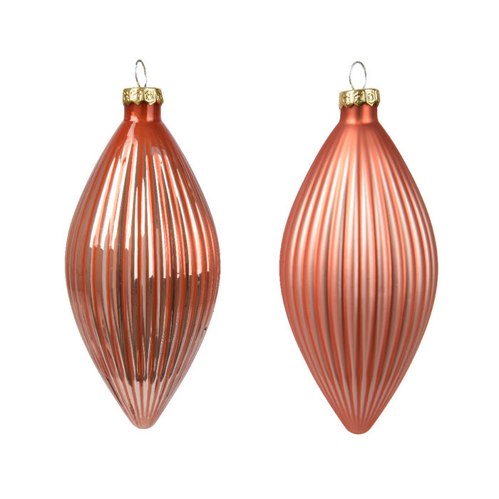 Set 3 pendagli natalizi decorativi in vetro a goccia 13 cm
