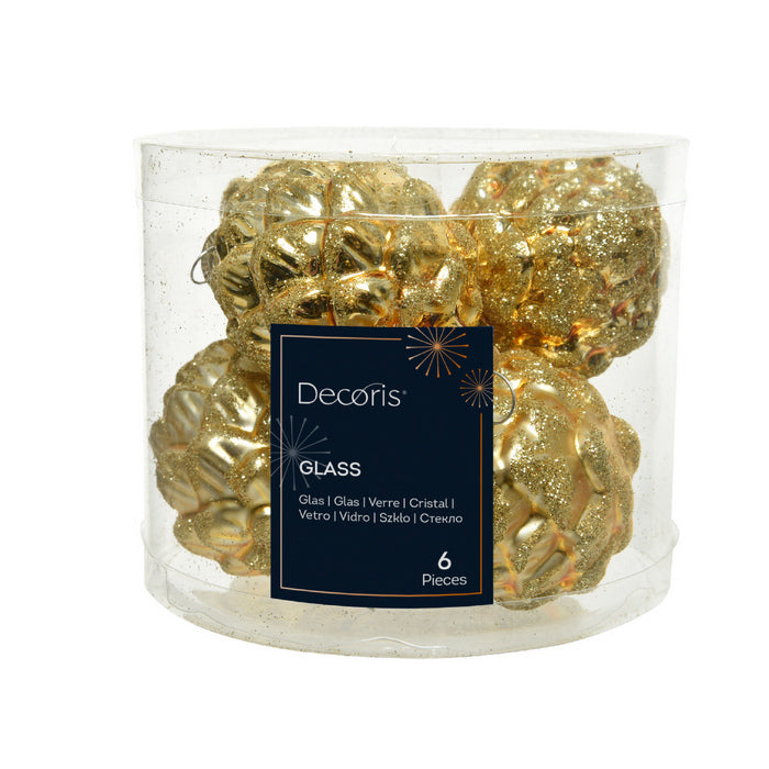 Set 6 pigne per decorazione con glitter 7 cm