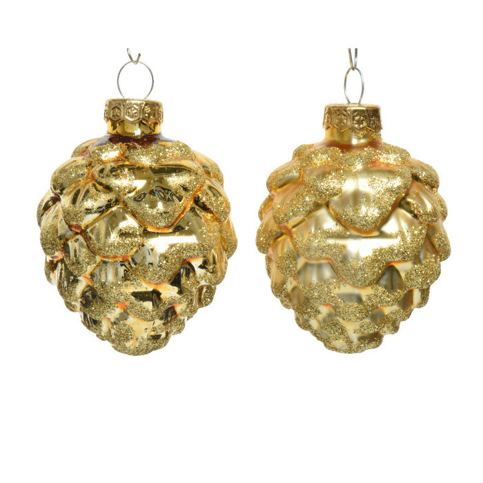 Set 6 pigne per decorazione con glitter 7 cm