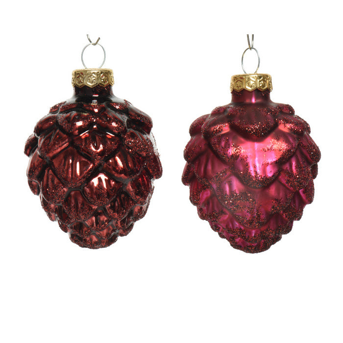 Set 6 pigne per decorazione con glitter 7 cm